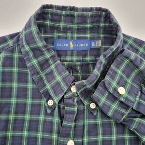 Ralph Lauren Blue and Green Plaid Casual Button Down Shirt